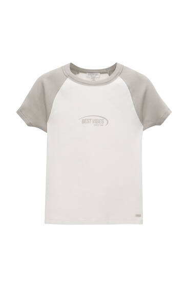 Wit T-shirt met raglanmouw