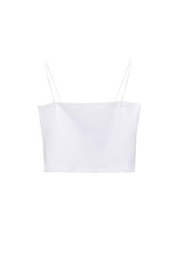 Basic crop top with thin straps - PULL&BEAR