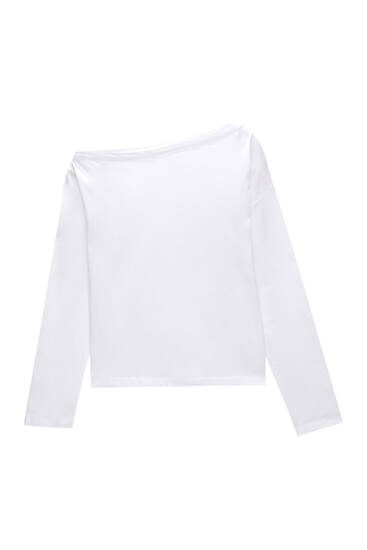 COLLUSION tank top overlay long sleeve top in off white