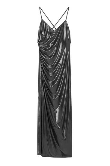 Lazüli loose and reversible strappy long dress, Black