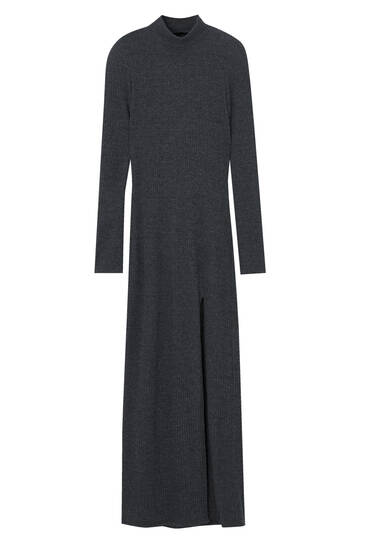 Long soft knitted dress with cut-out detail