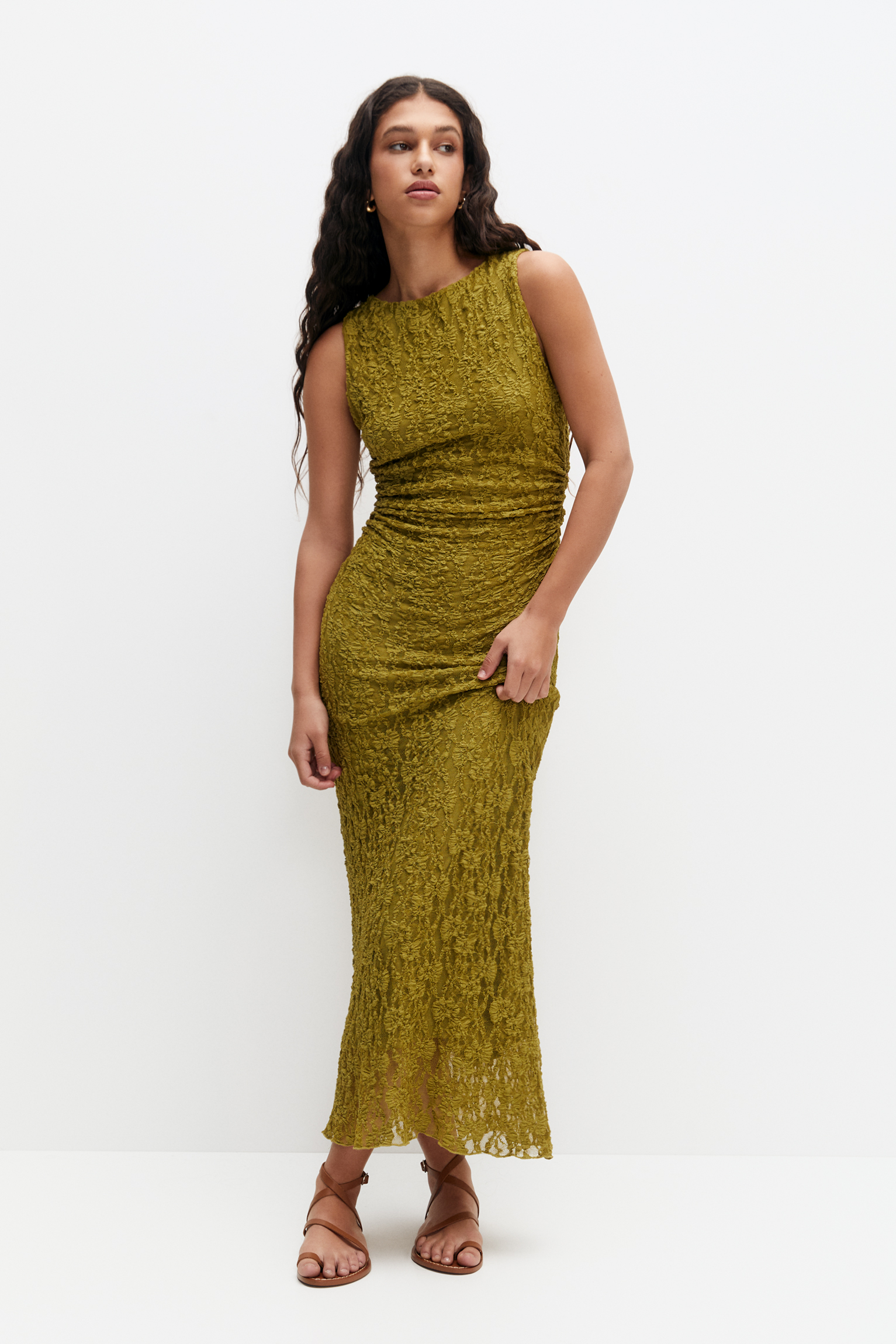 Poker Bear Sleeveless Midi Dress in full print