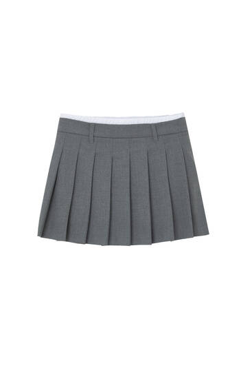 Box pleat mini skirt with boxers waist
