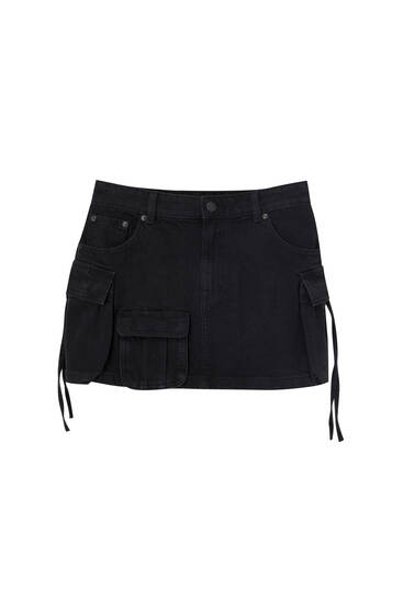 Denim cargo mini skirt - PULL&BEAR