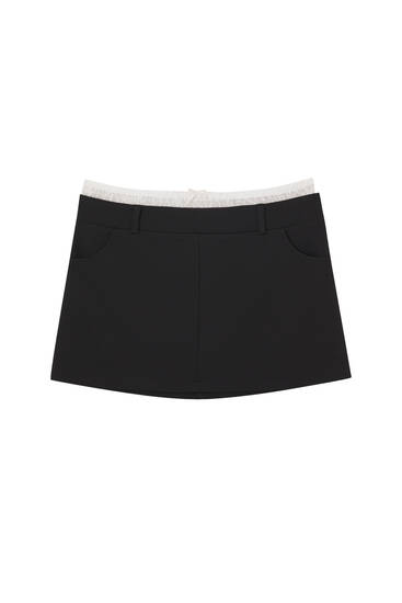 Mini skirt with lace waistband