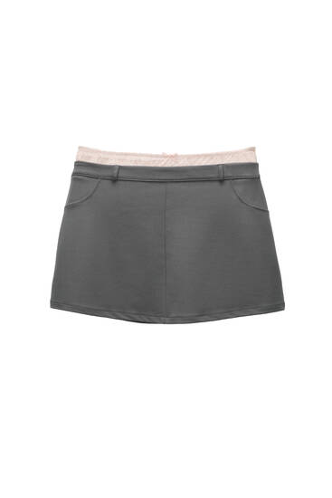 Mini skirt with lace waistband