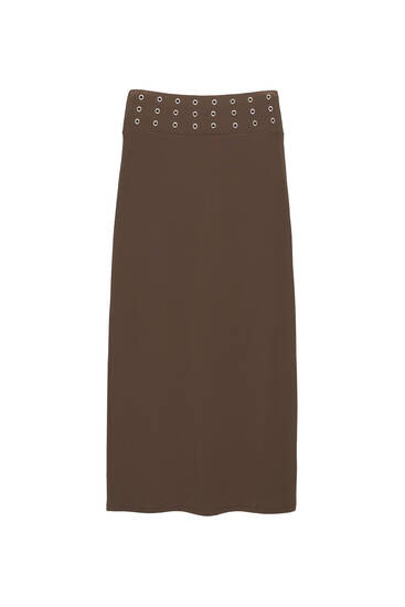 Long skirt with eyelets - PULL&BEAR