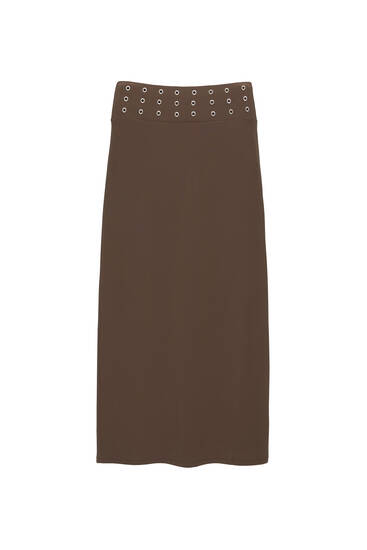 Long skirt with eyelets