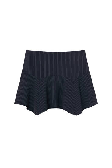 Asymmetric pinstripe mini skirt