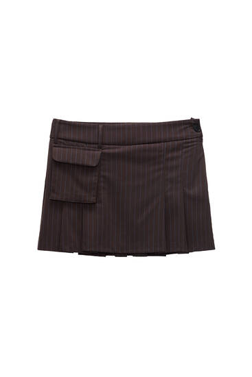 Pinstripe mini skirt with box pleats