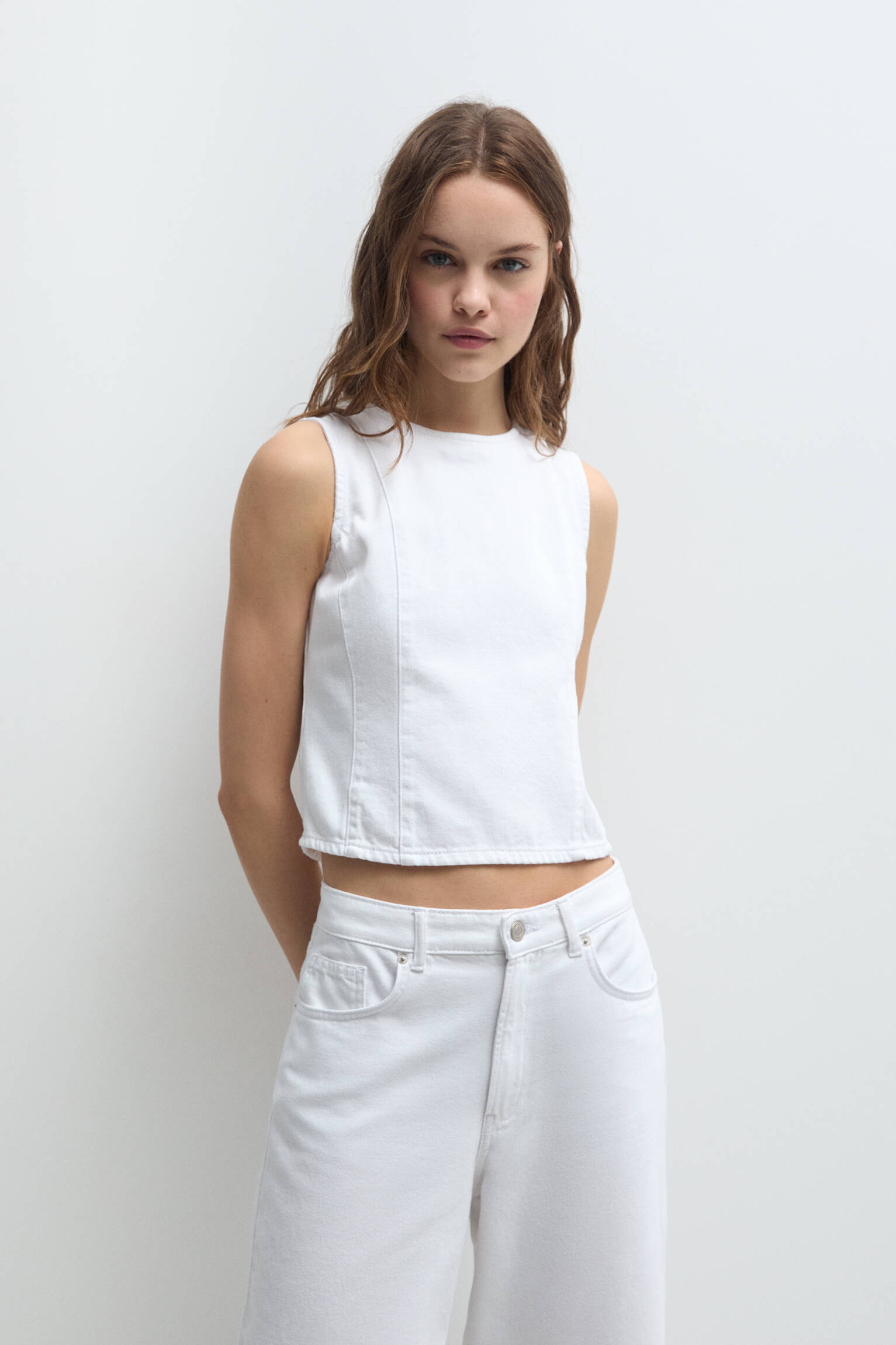 Open-back denim top - PULL&BEAR