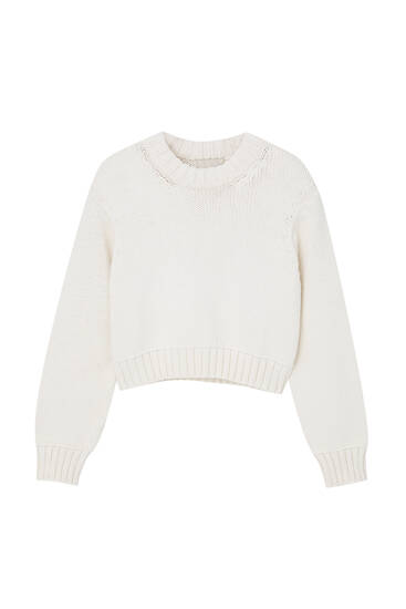 Cropped chunky knit jumper