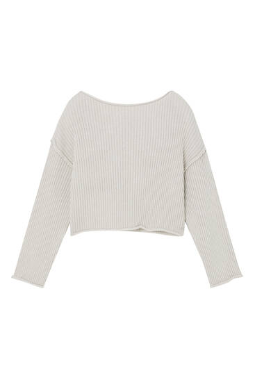 Ribbed jumper with scalloped hem