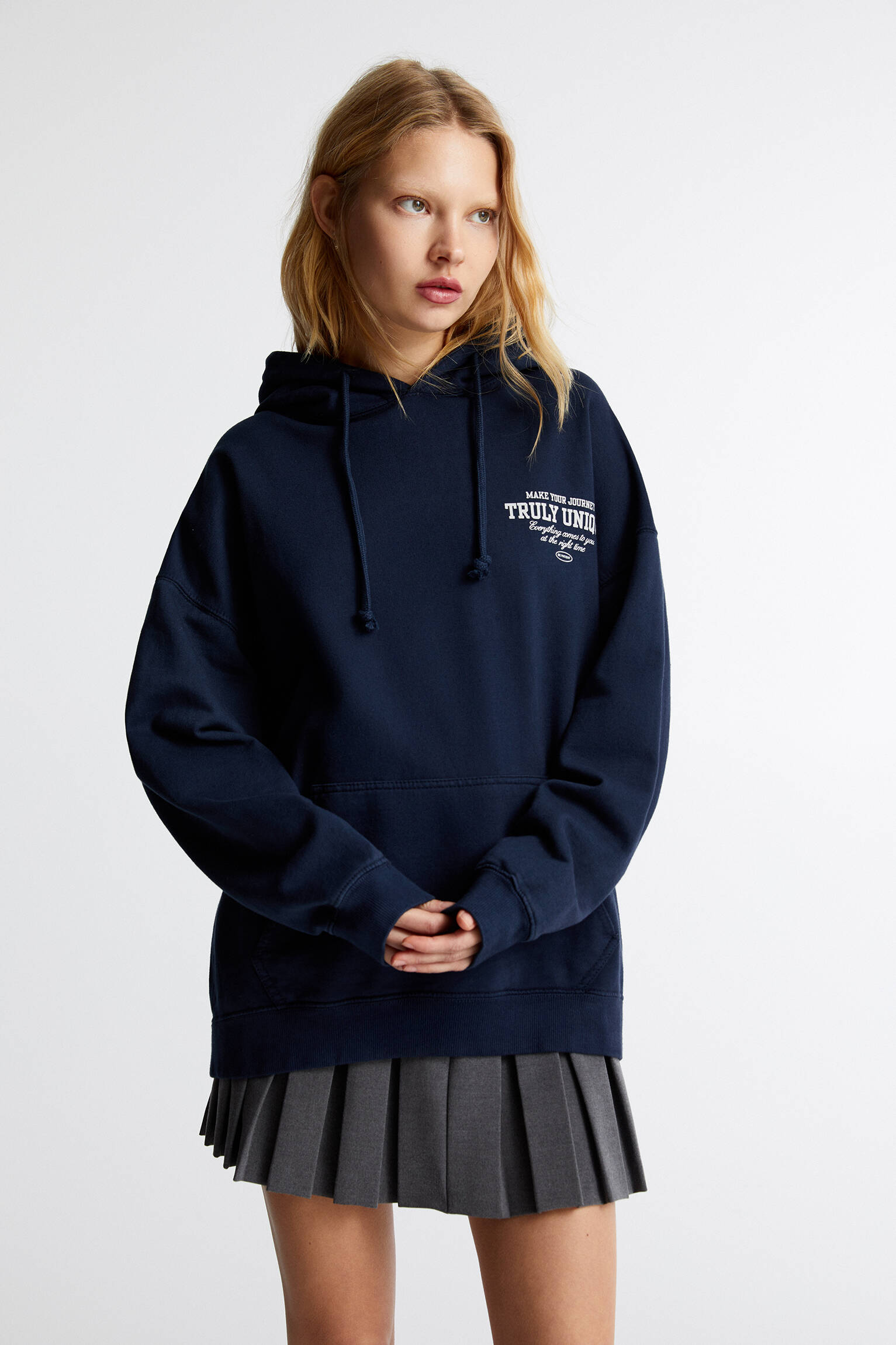 Navy blue hoodie - pull&bear 