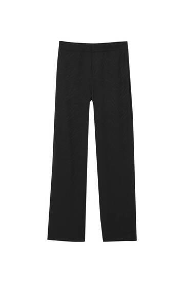 Straight-fit satin jacquard trousers
