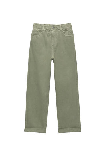 Straight paperbag trousers