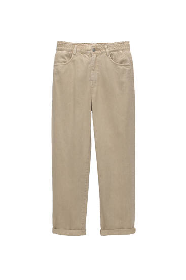 Straight paperbag trousers