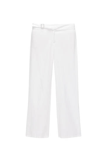 Pull&Bear - Pantaloni da paracadutista in lino bianco