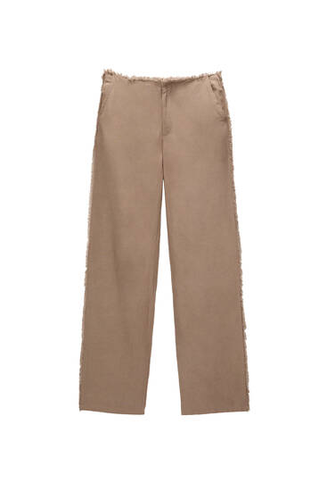 NWT Zara Button High-Waisted Pants. Oyster White color. Tapered. Cuffed