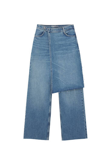 Straight-Leg-Jeans mit Pareo und niedrigem Bund