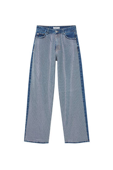 Rhinestone straight-leg jeans
