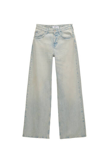 Jeans baggy wide leg efecto lavado
