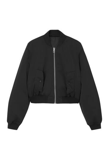 Bomber jacket with padded shoulders