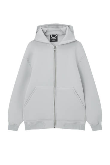 Neoprene-effect zip hoodie