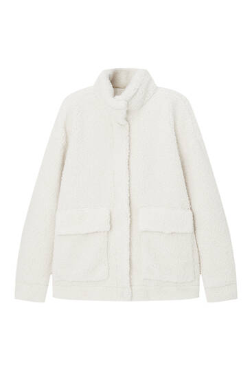 Faux shearling jacket with pocket
