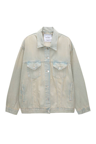Oversize washed-finish denim jacket