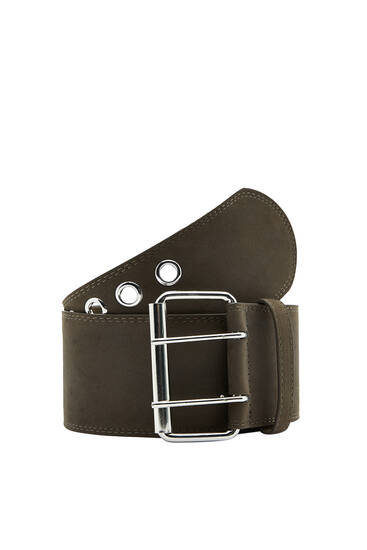Extra-wide faux leather belt