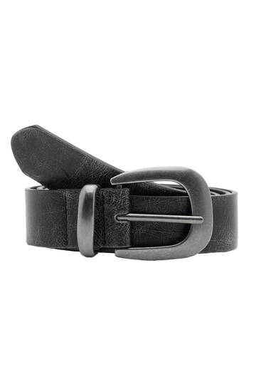 Distressed faux leather belt