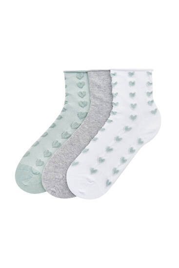 Pack of 3 pairs of socks with hearts