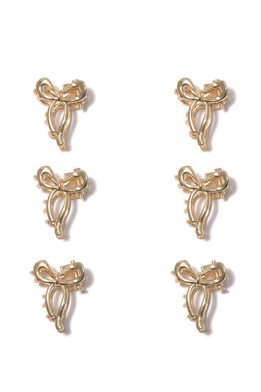 Pack of 6 hair clips with bows