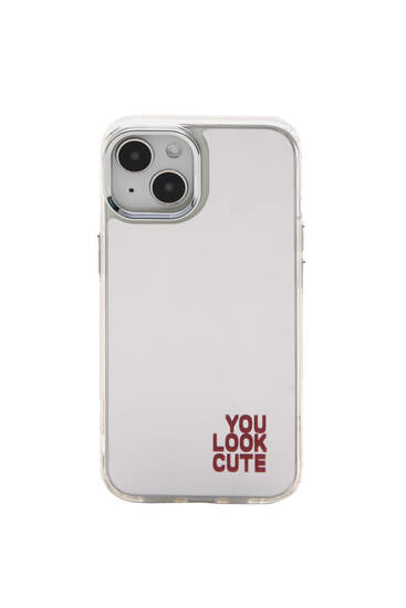 iPhone case with slogan mirror