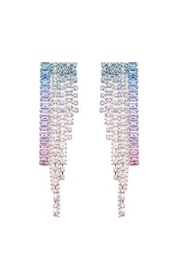 Long fringed earrings with sparkly ombré details