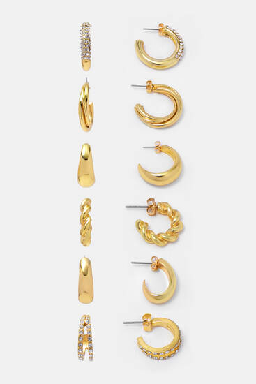 Pack of shiny contrast hoop earrings