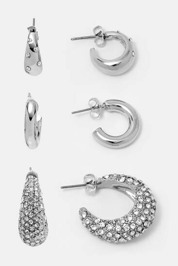 Pack of shiny hoop earrings