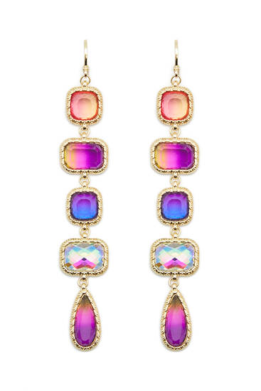 Long colourful bead earrings