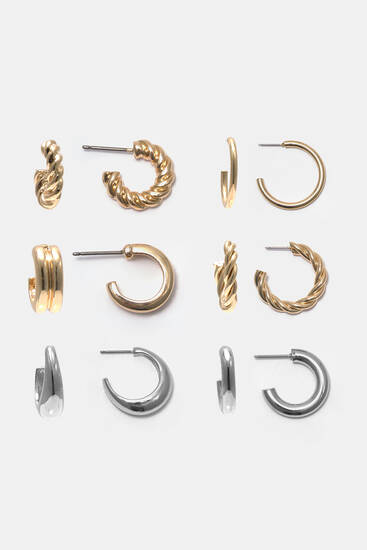 Pack of metallic hoop earrings