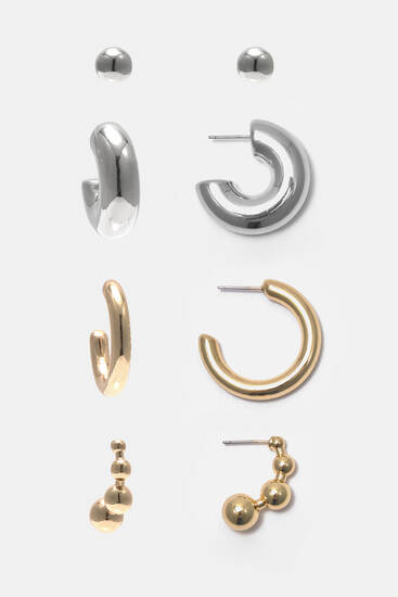Pack of hoop and bead earrings