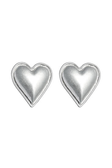 Silver-toned heart earrings