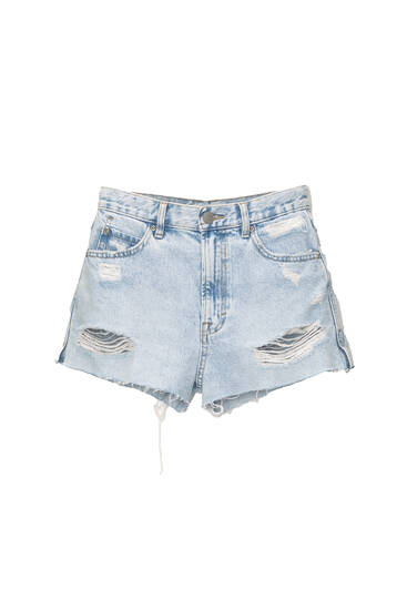 Short vaquero mom rotos PULL BEAR