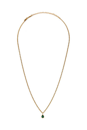 Gold-finish zirconia teardrop necklace