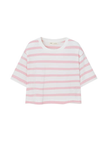 Cropped striped T-shirt