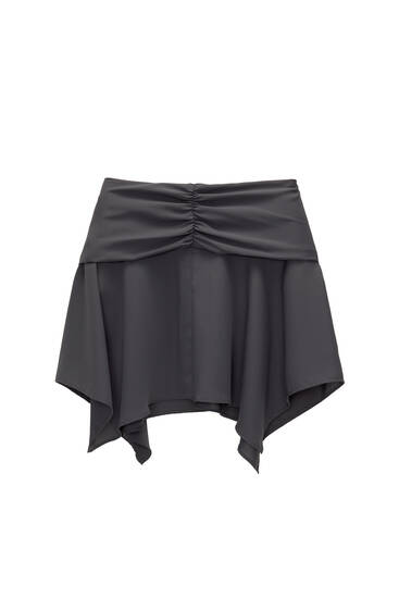 Asymmetric gathered mini skirt with flounce detail - PULL&BEAR