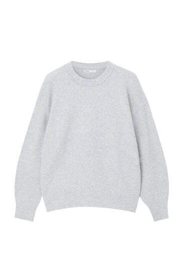 Grey V Neck Off Shoulder Soft Knitted Crop Jumper