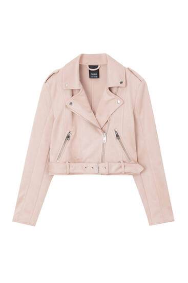 Faux suede biker jacket PULL BEAR