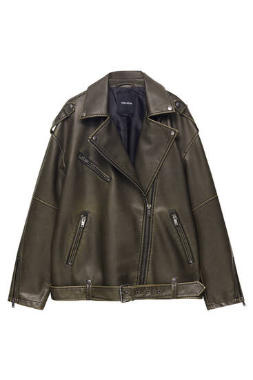 Faux shearling-lined biker jacket - Woman | Mango Ireland