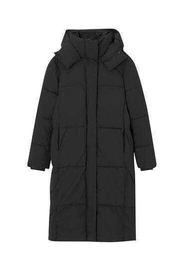 Extra-long puffer coat